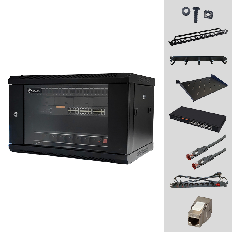 UPTEC - Solution coffret 19" 6U équipé 24P Cat6a full Gigabit