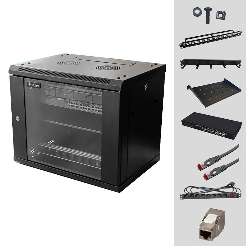 UPTEC - Solution coffret 19" 9U équipé 24P Cat6a full Gigabit