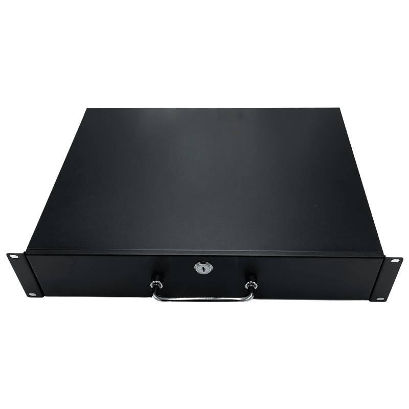 UPTEC - Tiroir de rangement 19" avec serrure - 2U - Noir - EOL