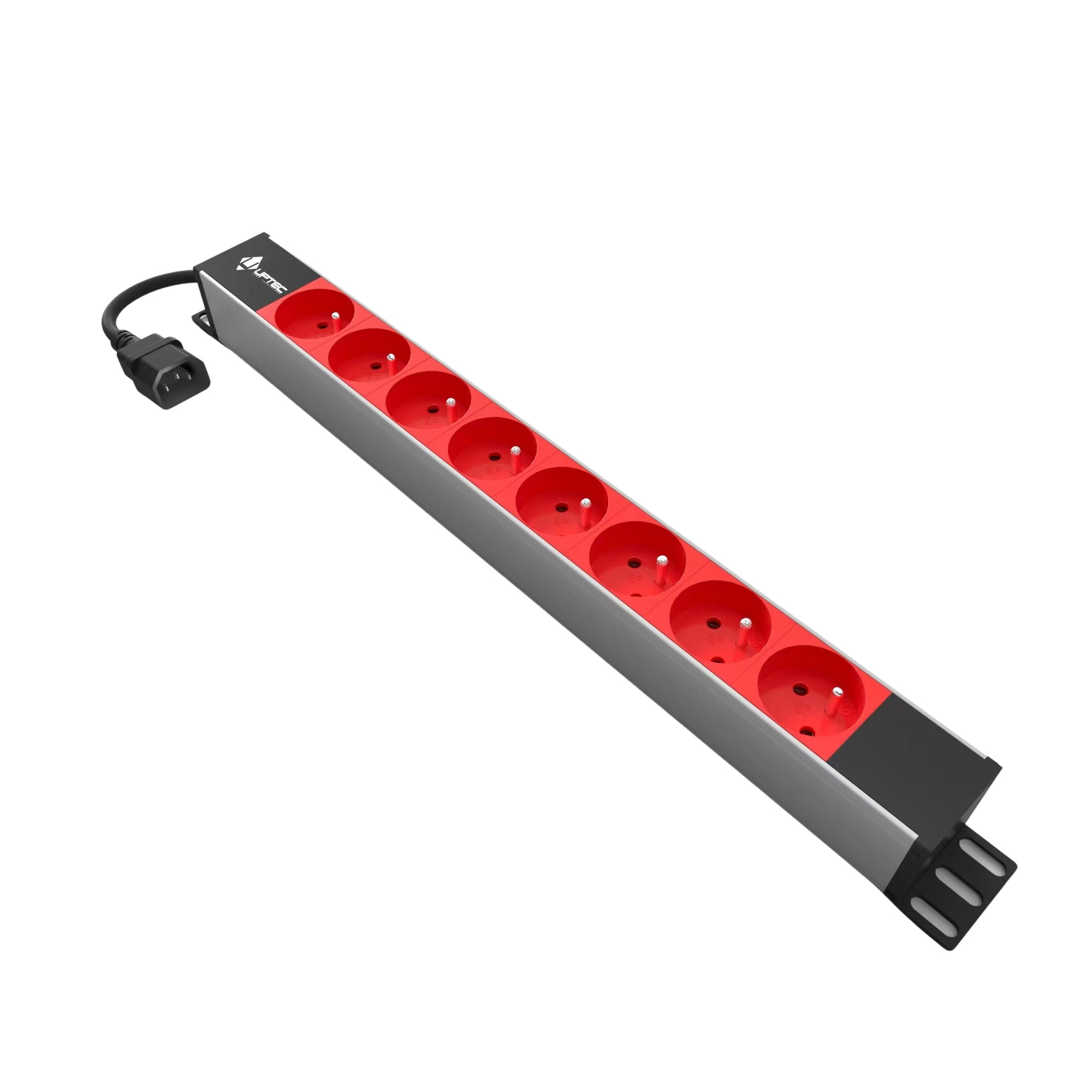 UPTEC - PDU 19" 1U multiprises 8 prises secourues 2P+T ROUGE - C14