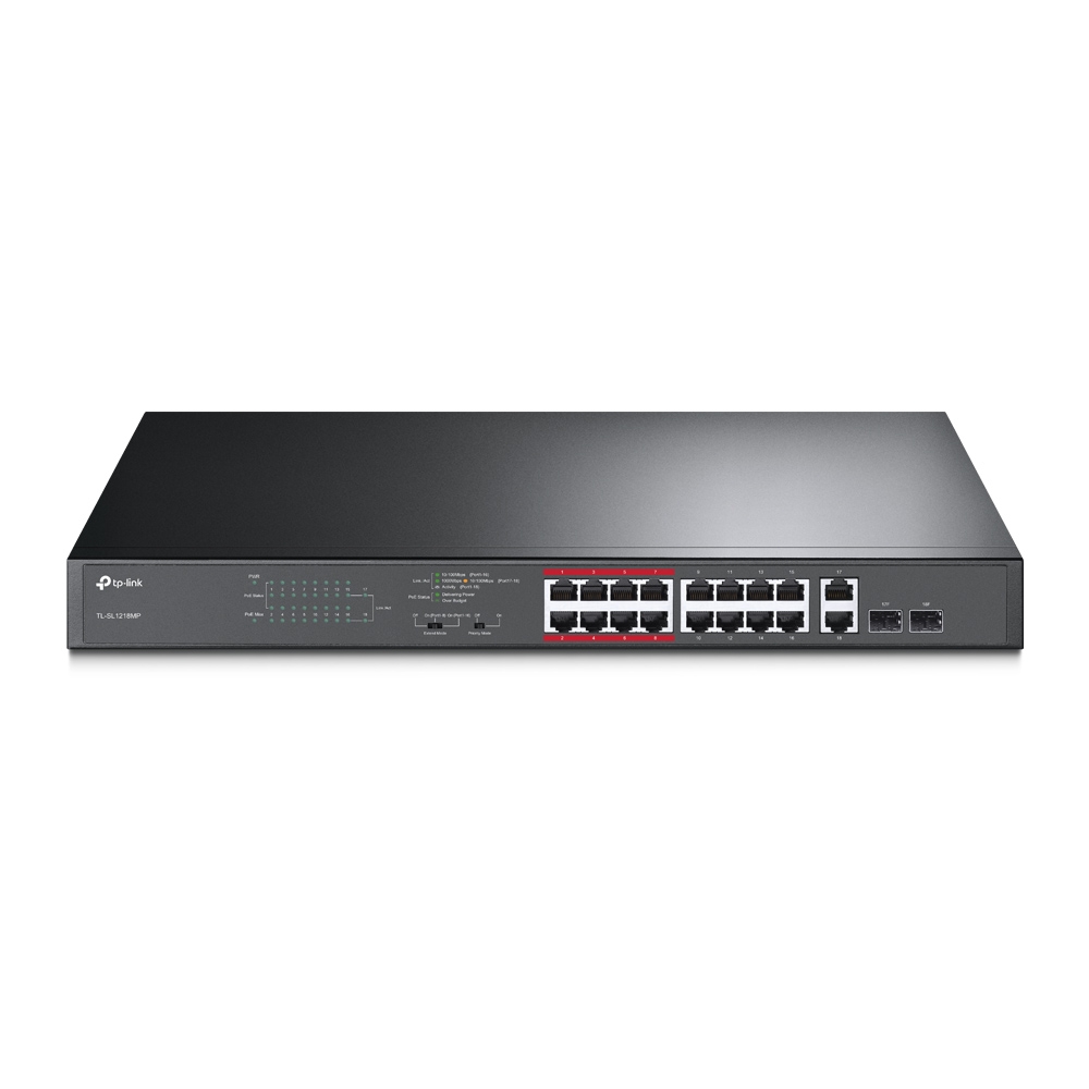 TP-LINK - Switch 16 ports PoE 10/100 + 2 ports SFP - TL-SL1218MP NPR