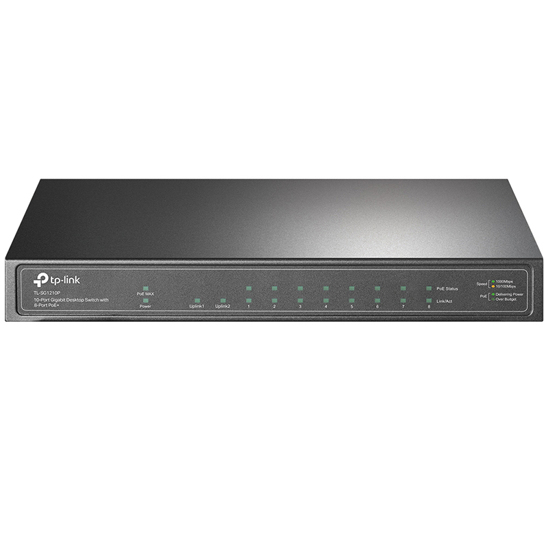 TP-LINK - Switch 10ports Giga 8ports PoE+ (63W) 1port SFP -TL-SG1210P