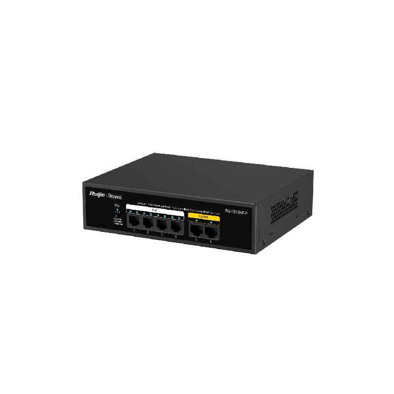 REYEE - Switch 6 ports Fast Ethernet dont 4 PoE+ (budget 54W)