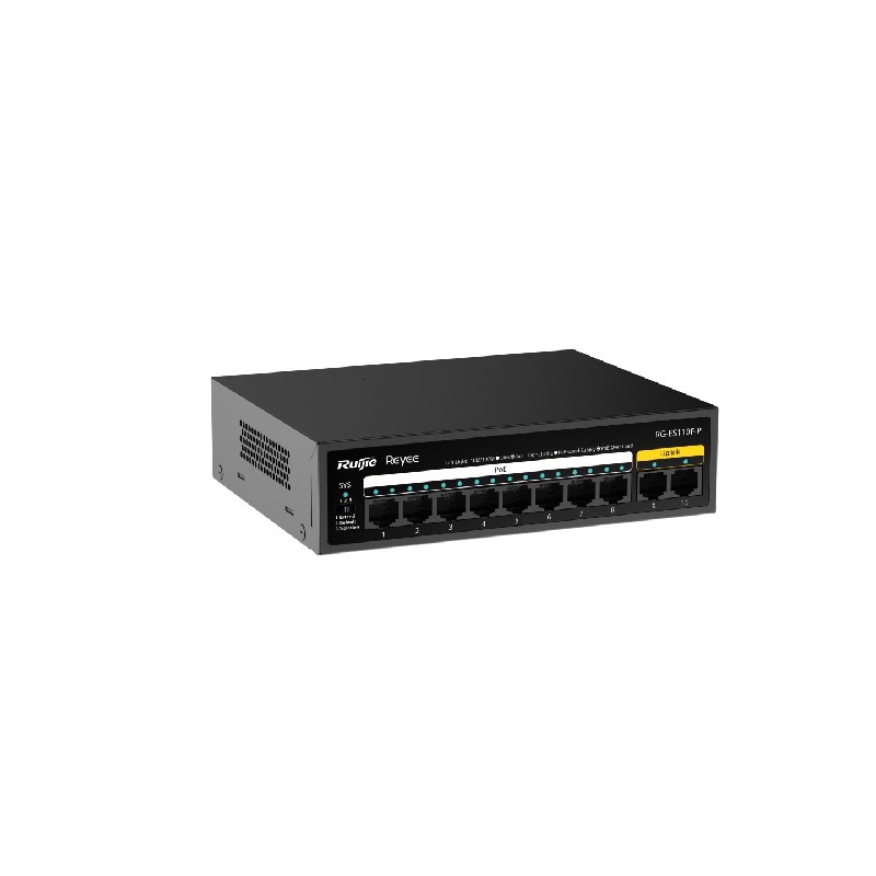 REYEE - Switch 10x Fast Ethernet dont 8 PoE+ 110W RG-ES110F-P