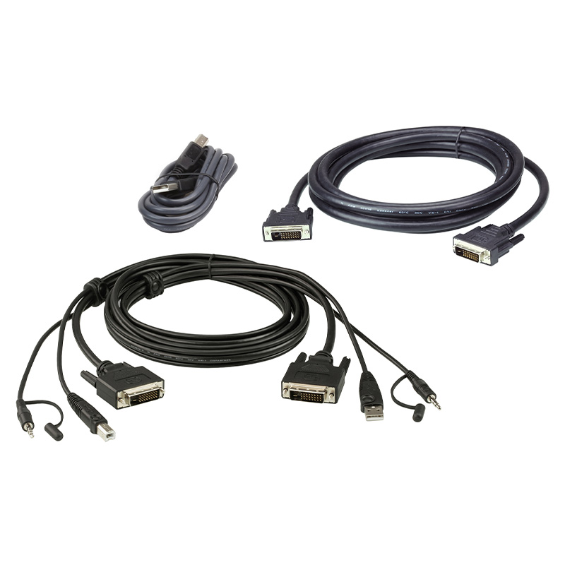 ATEN - 2L-7D02UDX3 - Kit câbles KVM 2 affichages DVI-D USB 1.8m NPR