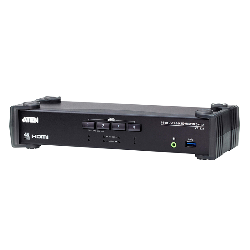 ATEN - CS1824 - Commutateur KVMP HDMI 4K 4 x USB 3.0 - mélangeur NPR