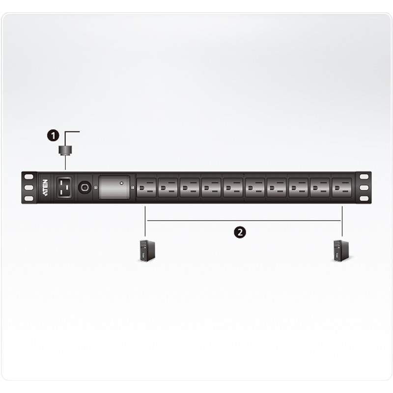 ATEN - PE0209SG - PDU protection contre surtensions 8xC13 1xC19 - 1U