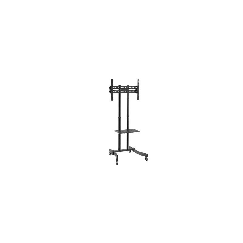 Support mobile écran 37-70" 40Kg max haut réglable + tablette - Noir