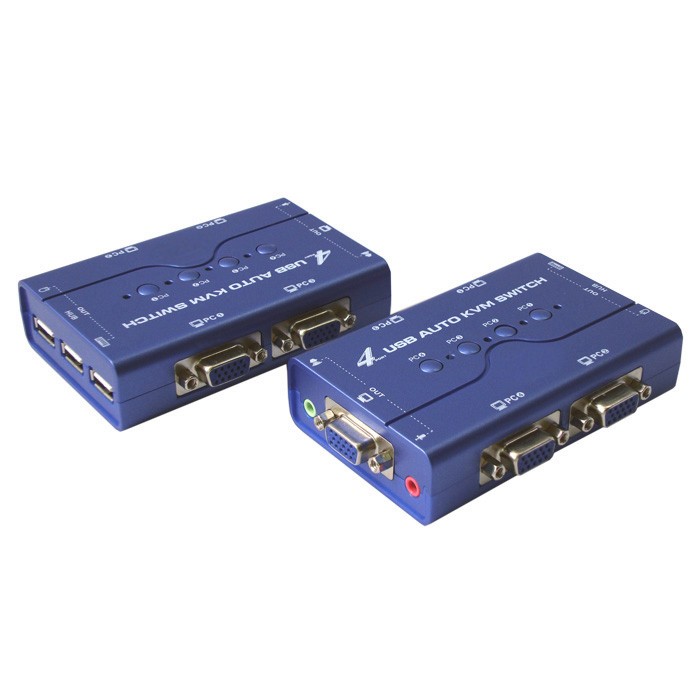 KVM 4 ports VGA + USB + Audio - Livré avec les câbles NPR