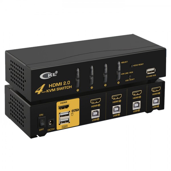 KVM 4 ports HDMI /USB - 4K - Livré avec cordon 1.5m