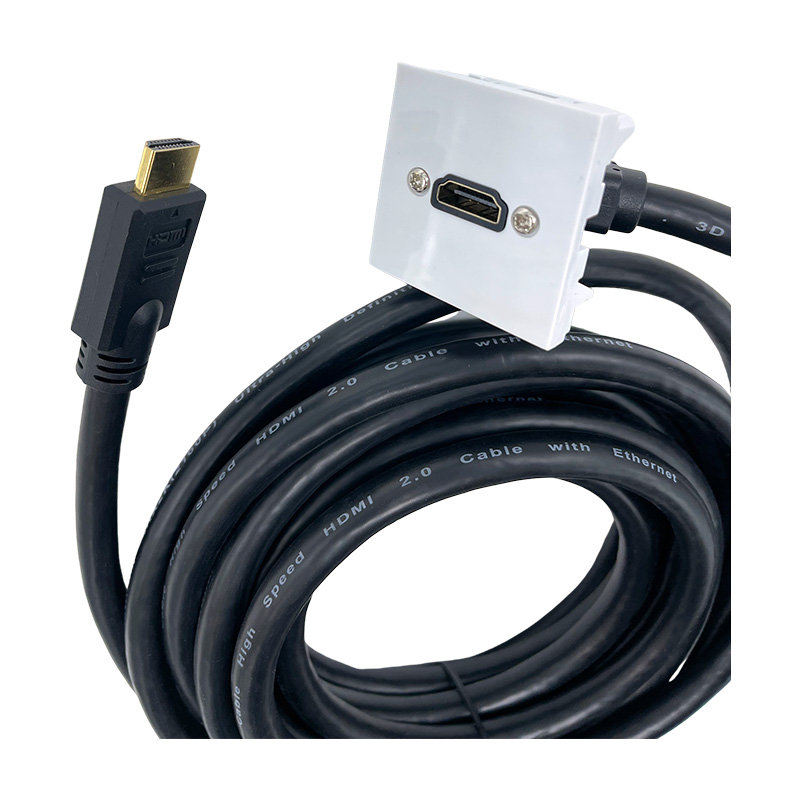 Plastron 45x45 HDMI 2.0 F-M - Coudé 60° - AWG24 - 20m - EOL