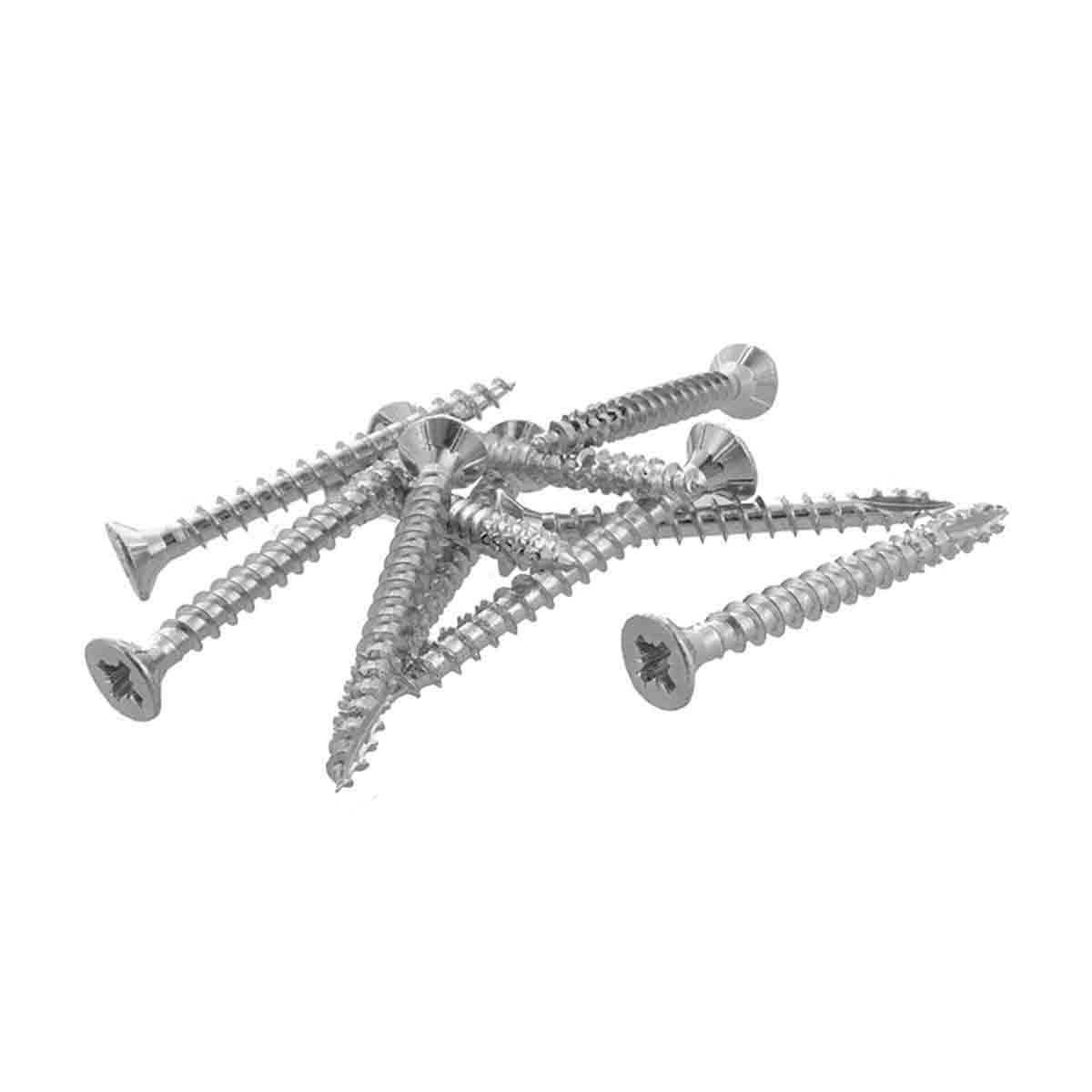 Vis bois et agglo fraisée POZI acier zingué blanc 4x35 /Qté 500