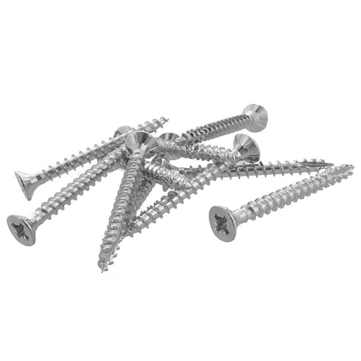 Vis bois et agglo fraisée POZI acier zingué blanc 5x60 /Qté 250