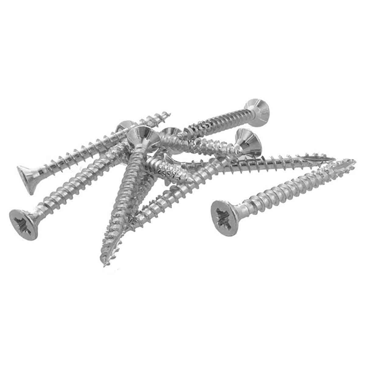 Vis bois et agglo fraisée POZI acier zingué blanc 4x50 /Qté 500