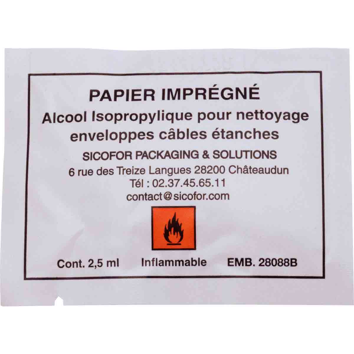 Sachet alcool isopropylique 2,5ml