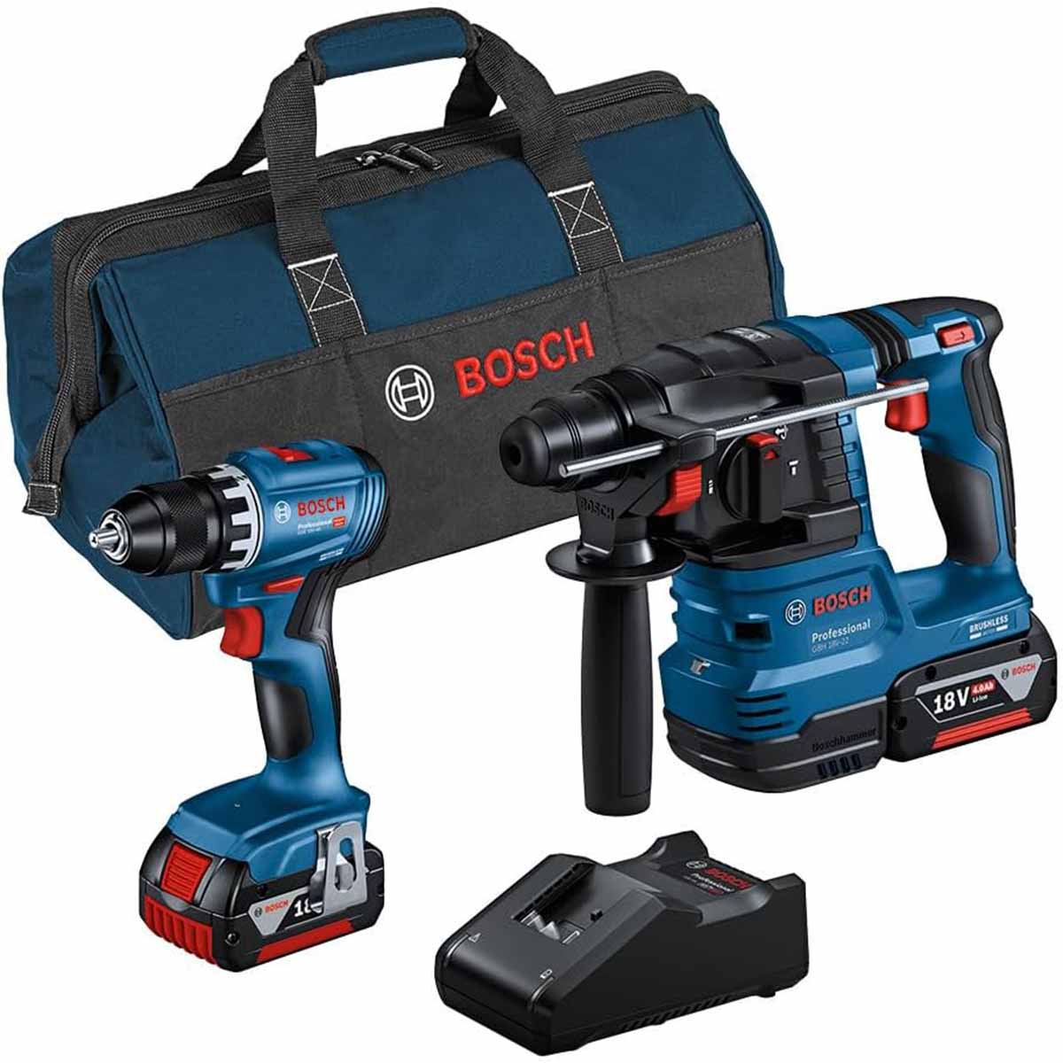 Pack BOSCH perfo GSR 18V-45 + perceuse visseuse GBH 18V-22 2x4,0 Ah
