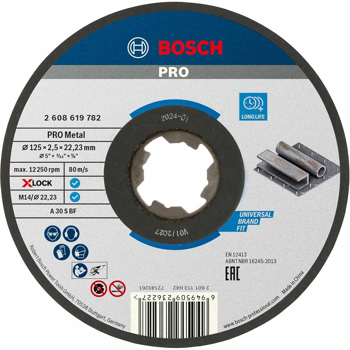Disque à tronçonner X-LOCK pour inox 125x1mm BOSCH