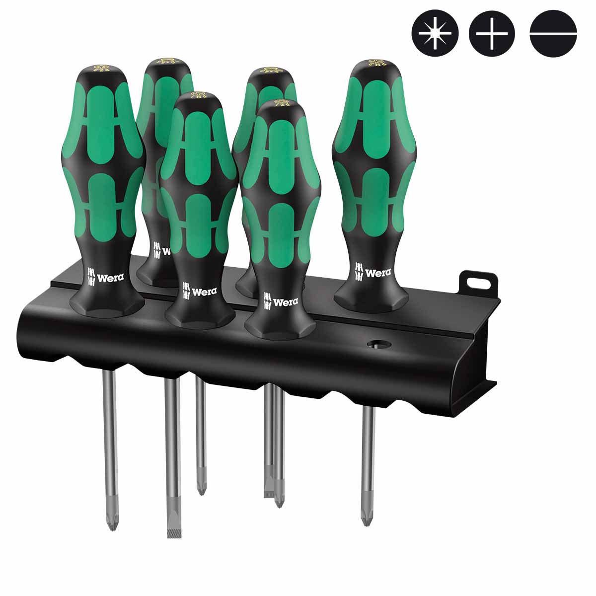 Jeu de 6 tournevis WERA Fente / PH / PZ, manche ergonomique