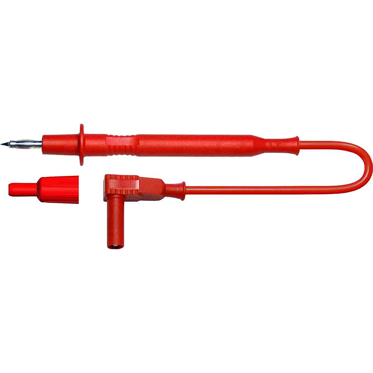 Cordon banane coudé 4mm / pointe touche rouge Lg 1m