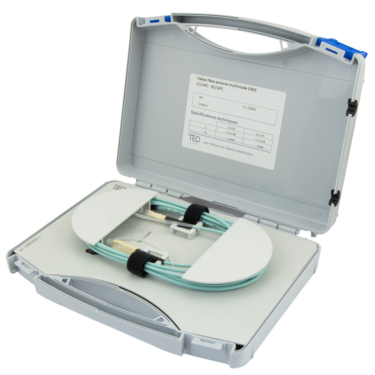 Valise fibre amorce multimode OM3 SC/UPC-SC/UPC Lg 500m