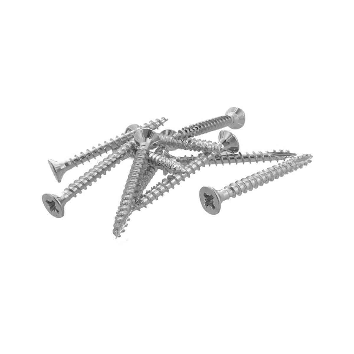 Vis bois et agglo fraisée POZI acier zingué blanc 6x40 /Qté 250