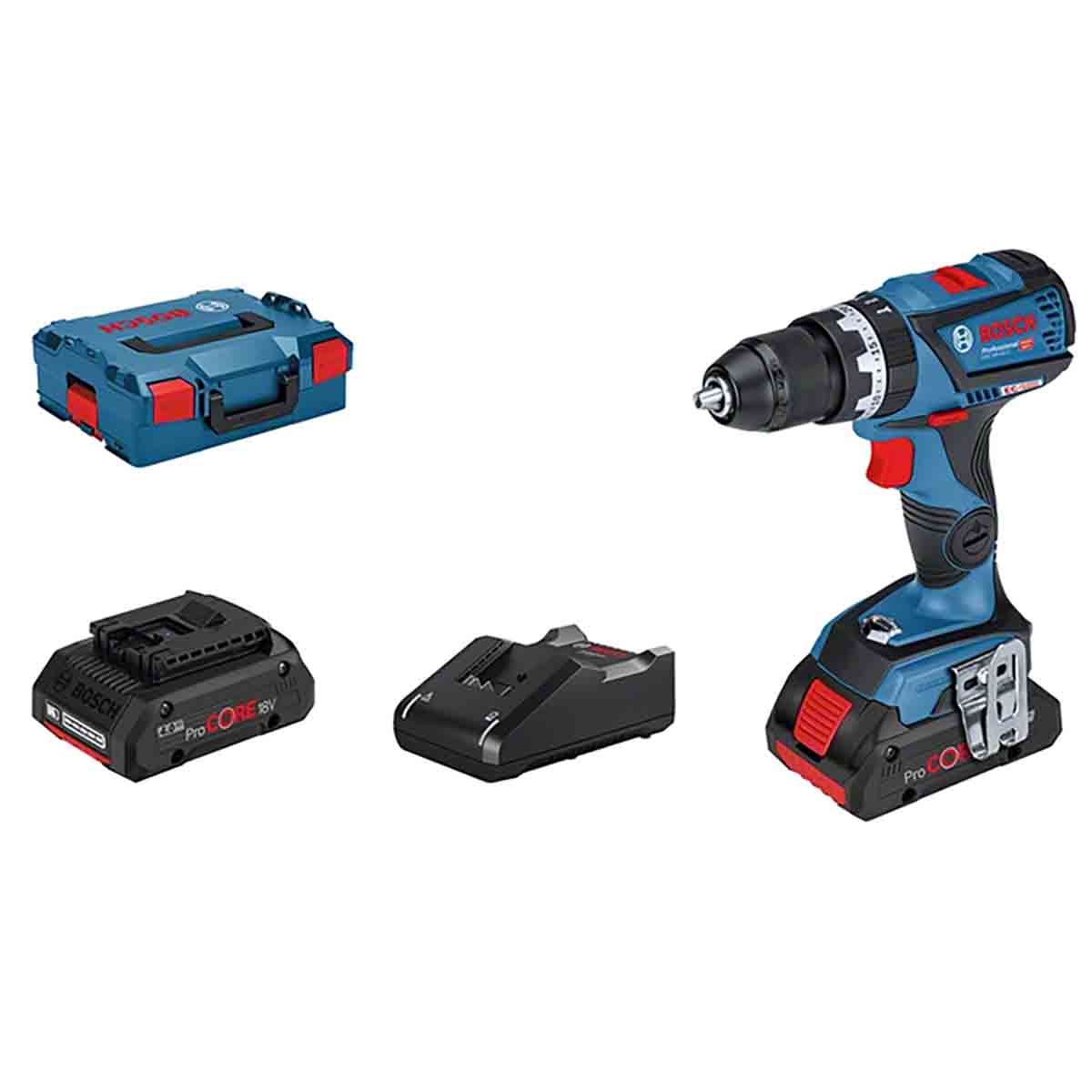 Perceuse à percussion ss fil BOSCH GSB 18V-EC +2 batt Procore 4Ah