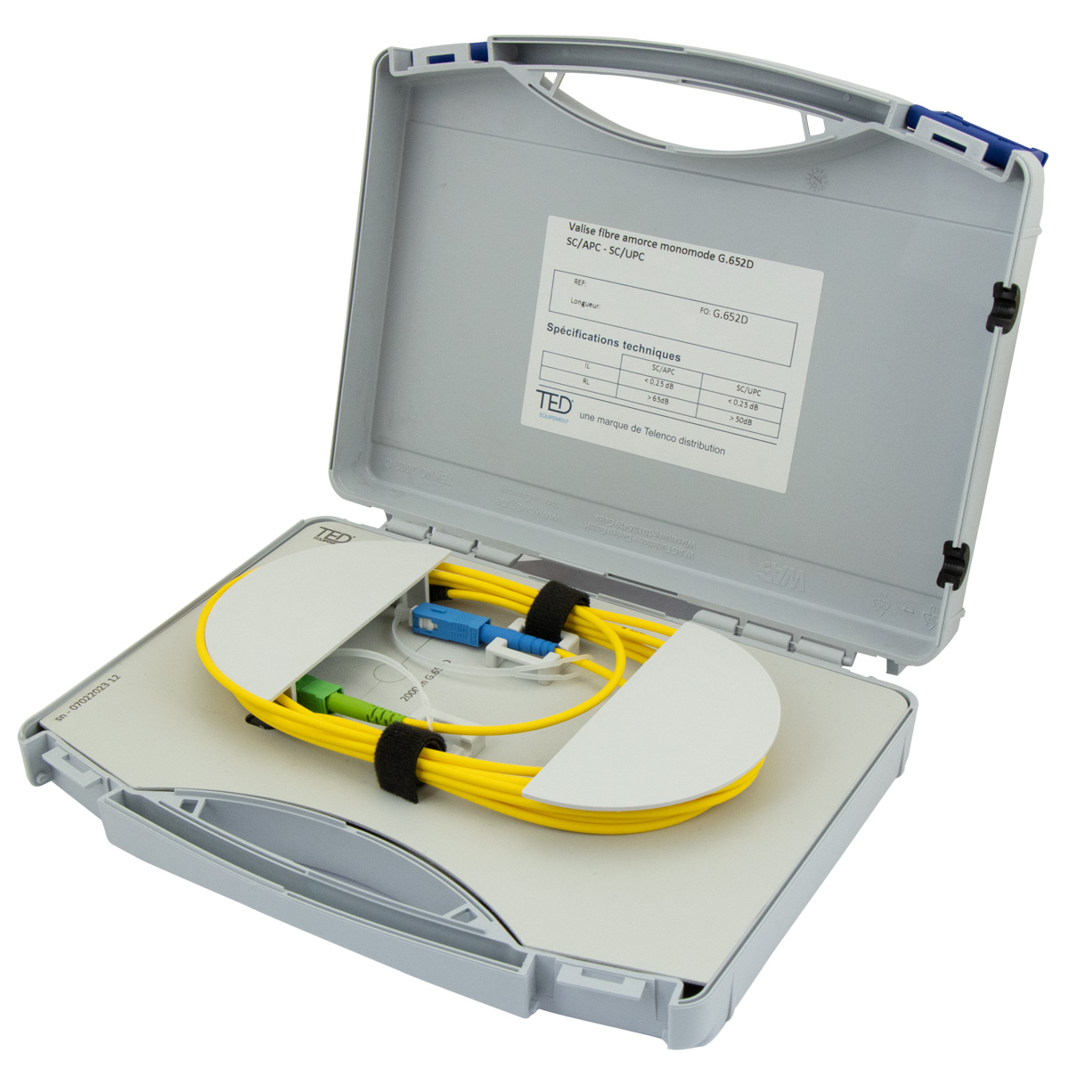 Valise fibre amorce monomode G.652D SC/APC-SC/UPC Lg 2000m
