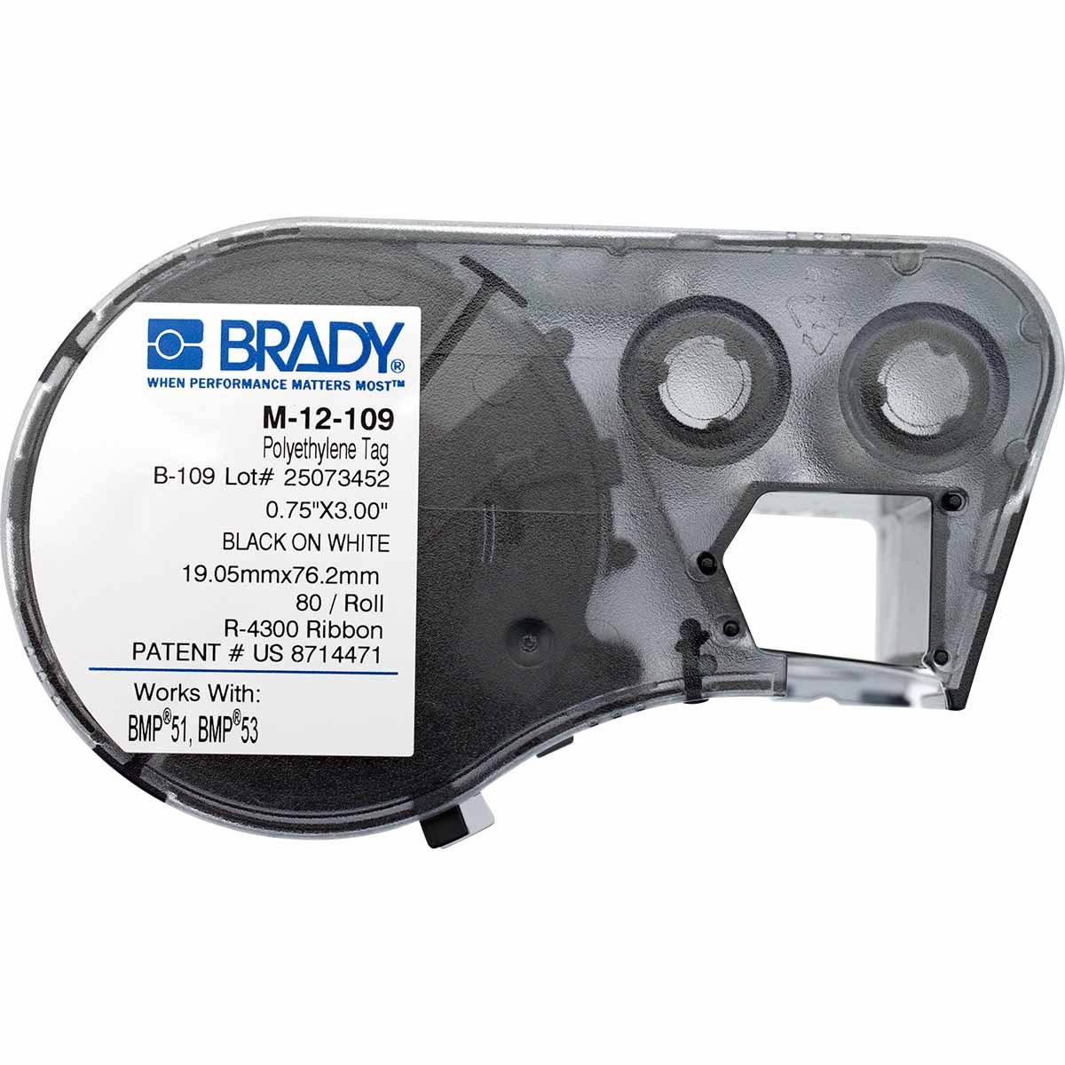 Etiquette BRADY BMP51/M510/M511 B-109 - 19.05mm x 76,20mm /Qté 80