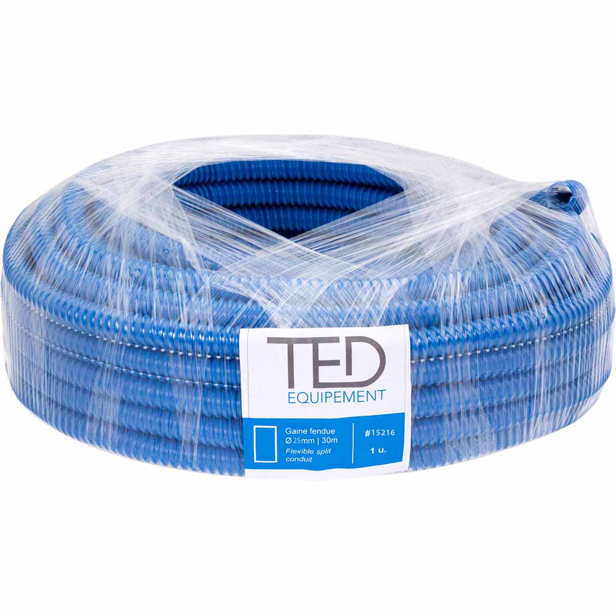 Gaine fendue TED Ø25mm bleue _Rl 30m