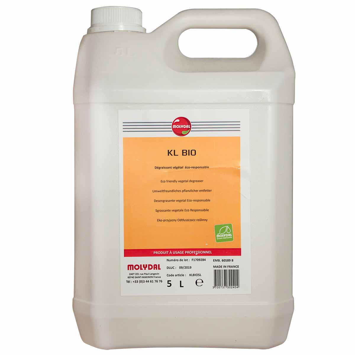 Degraissant émulsionnable KL BIO MOLYDAL_Bidon 5L /Qté 2