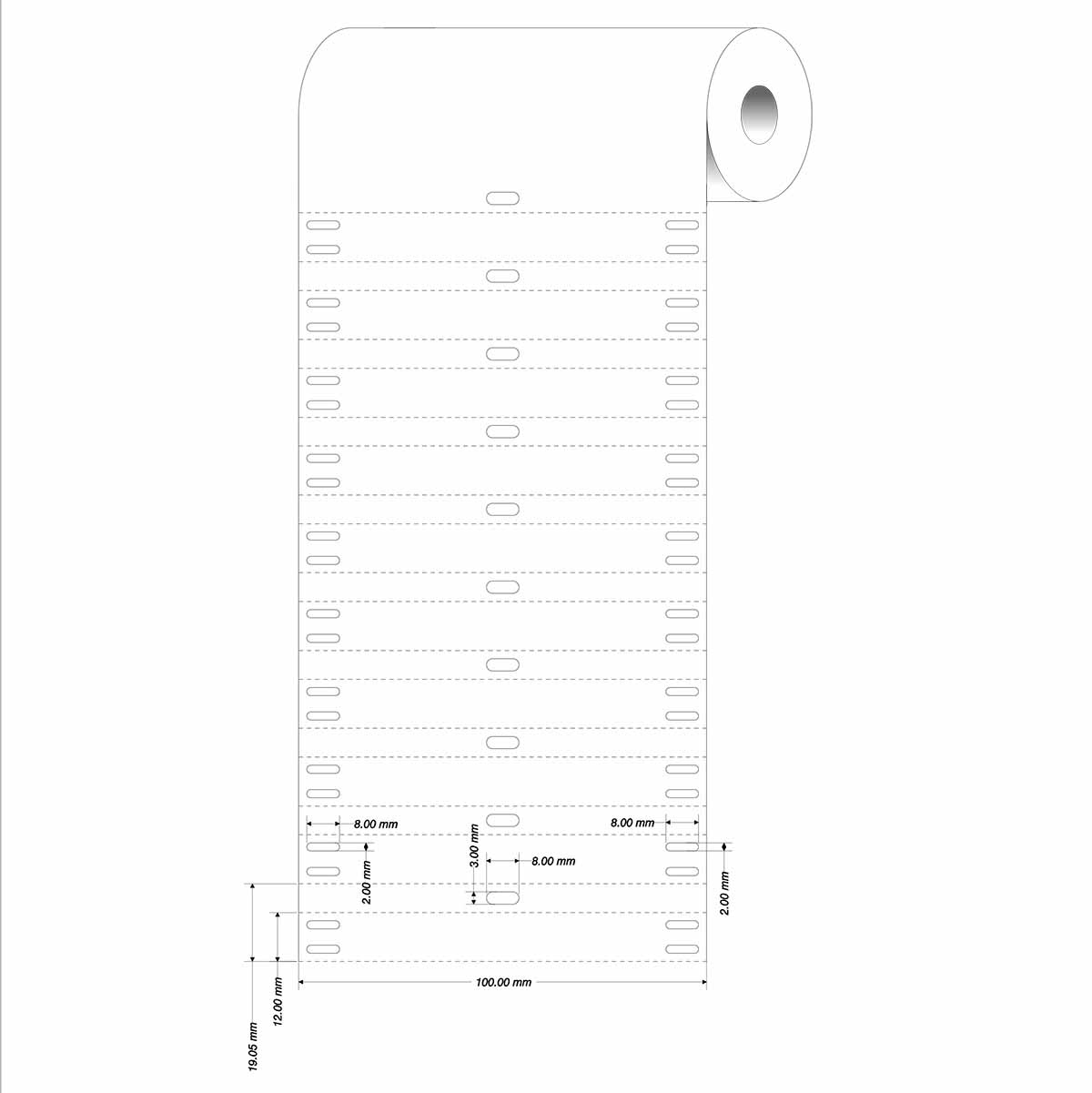 Etiquette BRADY BBP11/BBP12 B-109 - 100x12mm Blanc /Qté 1000