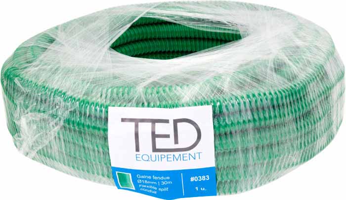 Gaine fendue TED Ø20mm verte _Rl 30m