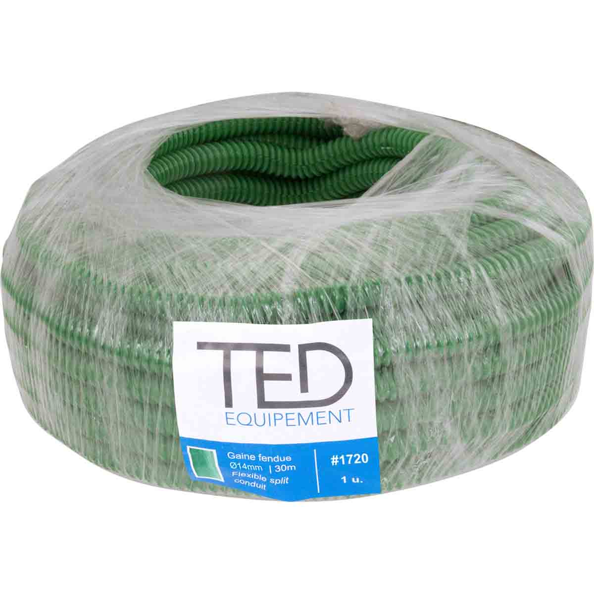 Gaine fendue TED Ø14mm verte _Rl 30m