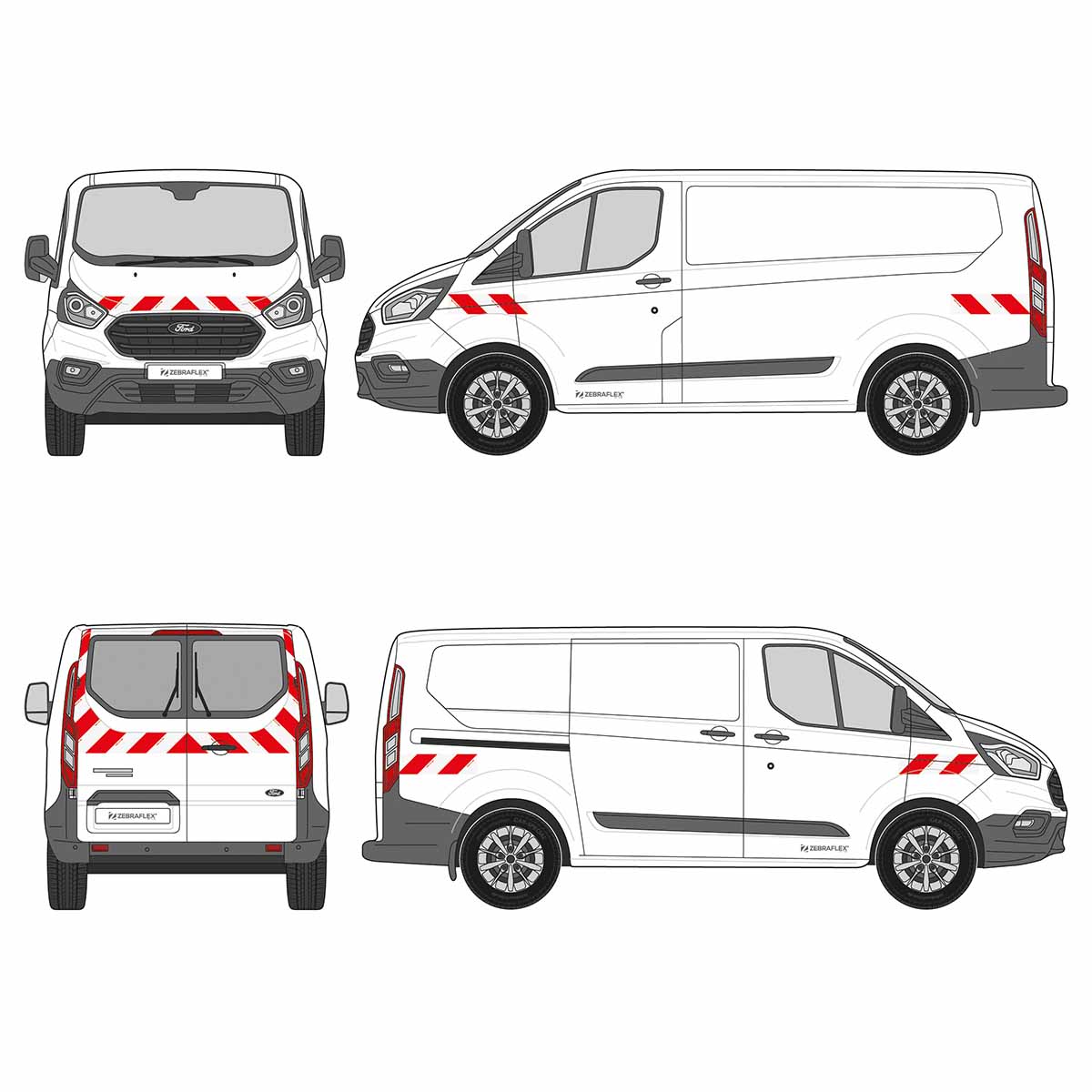 Kit bandes réfléchissantes Cl.A L1H1 VL FORD Transit Custom 2018