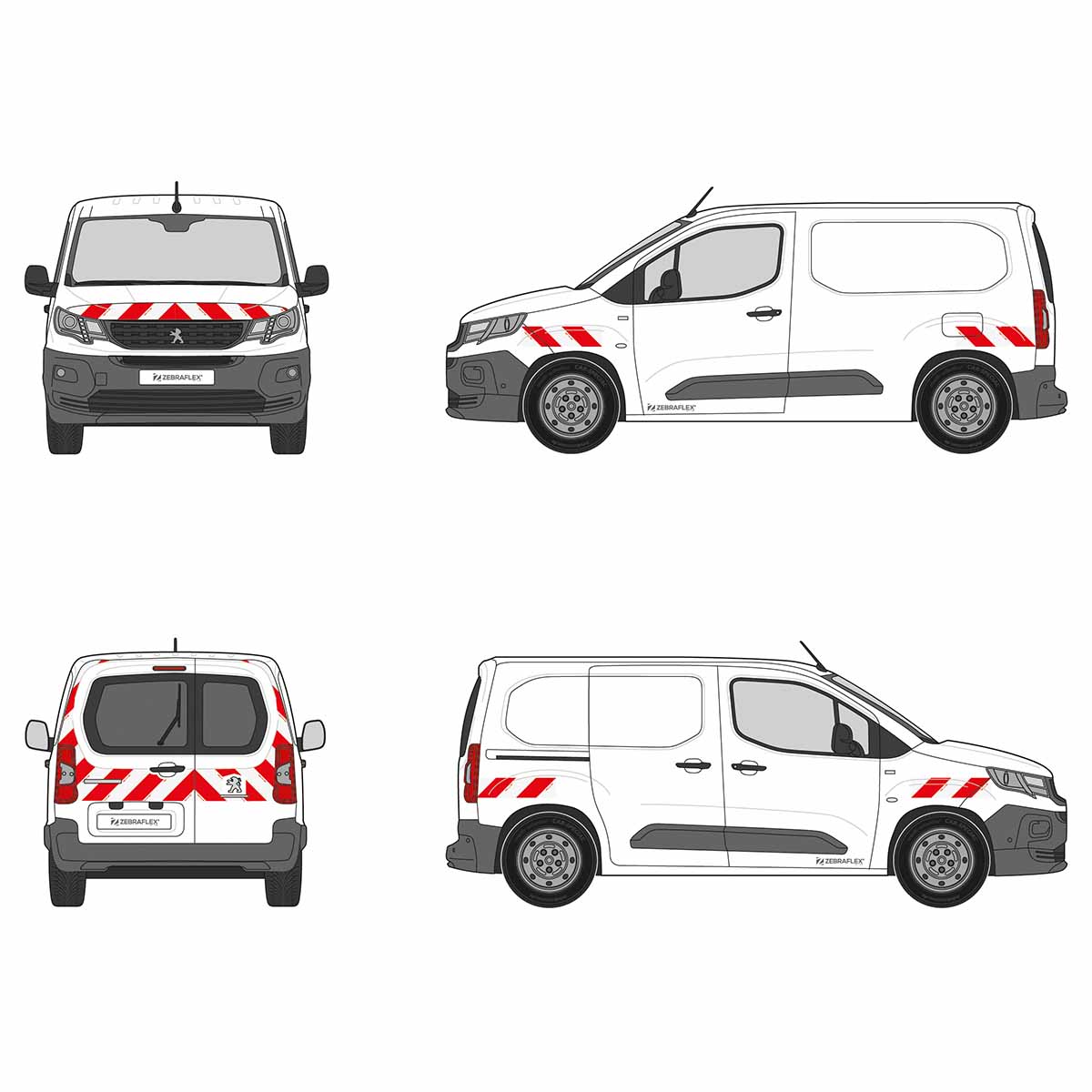 Kit bandes réfléchissantes Cl.A L1 VL PEUGEOT Partner 2018