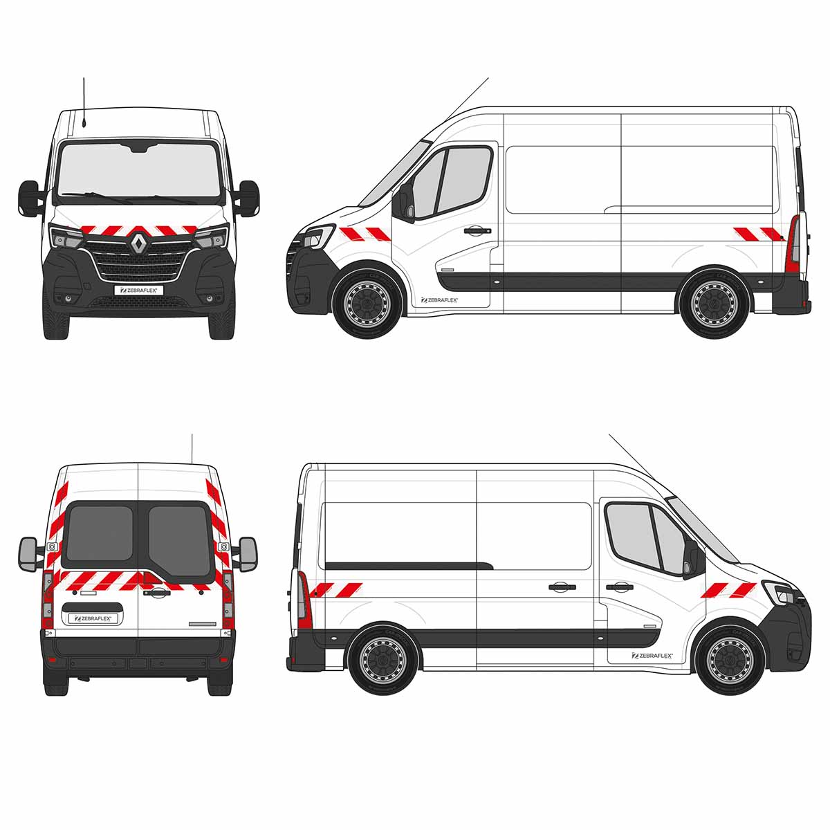 Kit bandes réfléchissantes Cl.A VU RENAULT new Master 2019