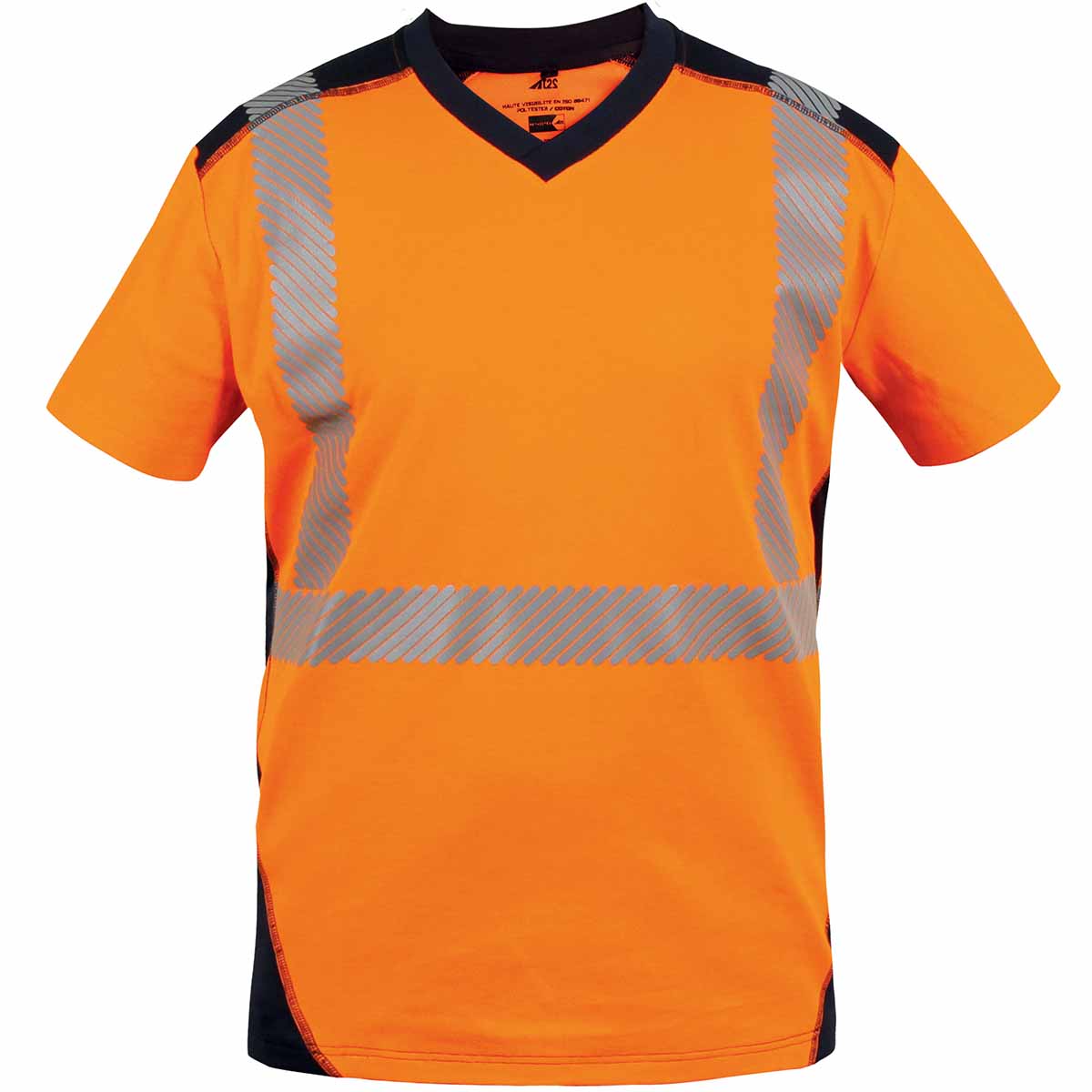 Tee-shirt haute visibilité MC orange/bleu marine Cl.2 T2S T.S