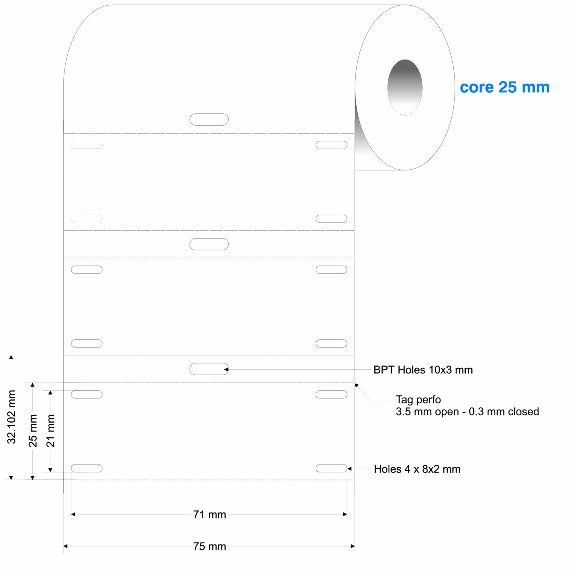 Etiquette BRADY BBP11/BBP12 B-7598 - 75x25mm Blanc /Qté 1000