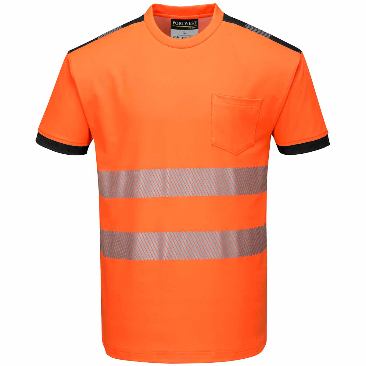 Tee-shirt haute visibilité 175g/m² MC Orange/Bleu marine Cl.2 T.L