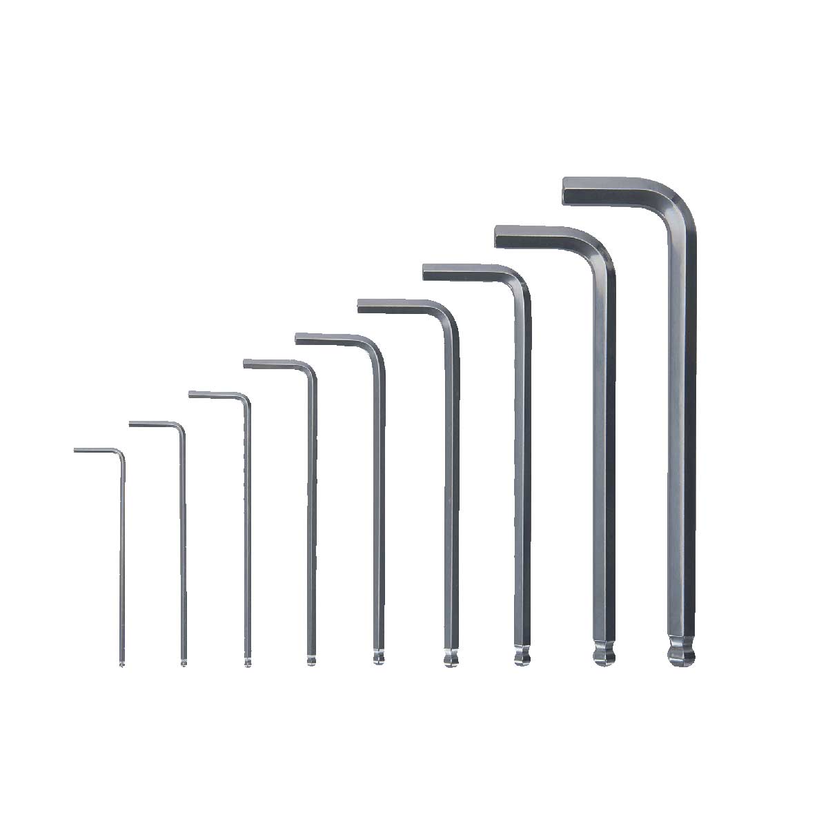 Jeu de 9 clés mâles 6 pans longues tête sphérique