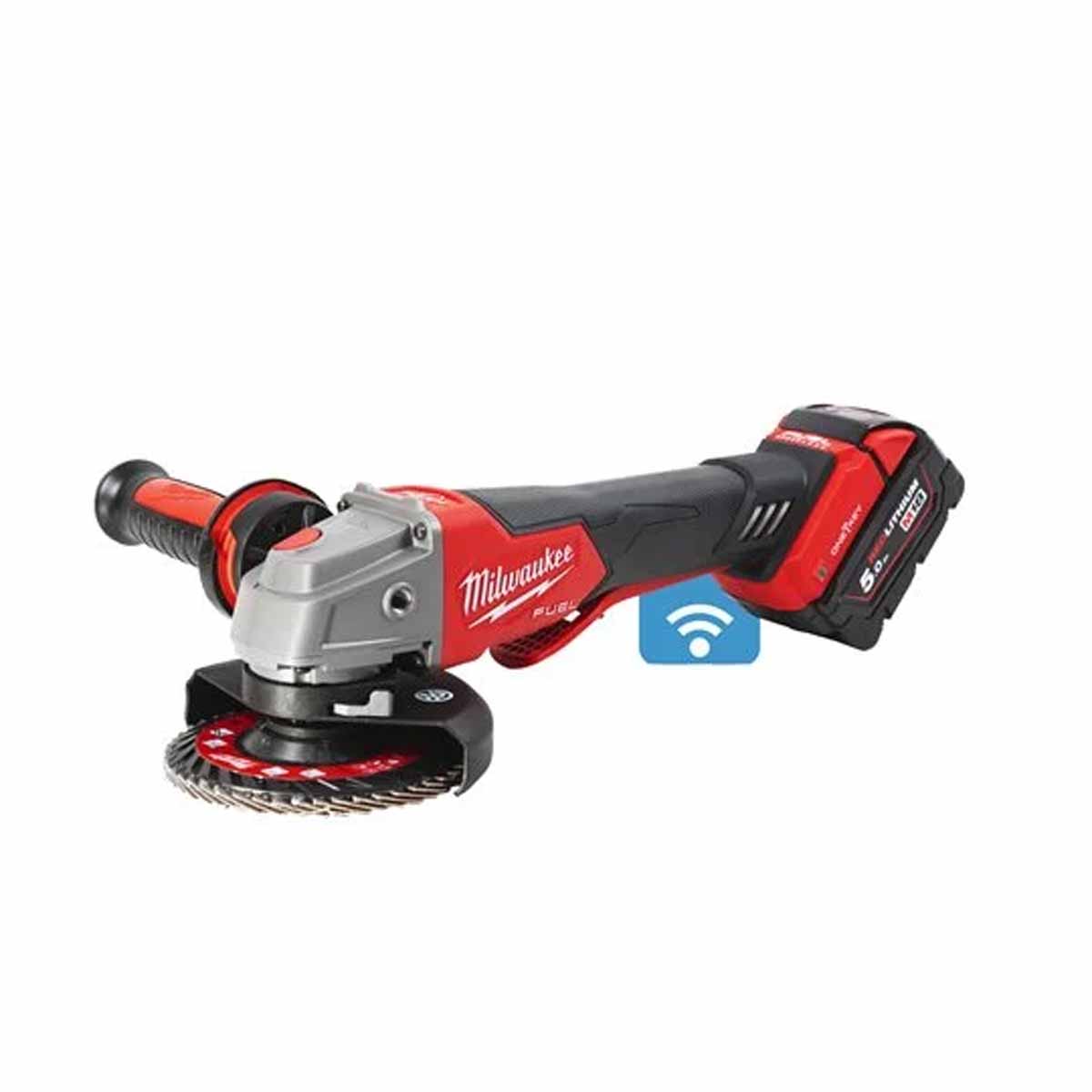 Meuleuse 125mm MILWAUKEE Interrupteur Homme Mort 18V + 2batt 5Ah