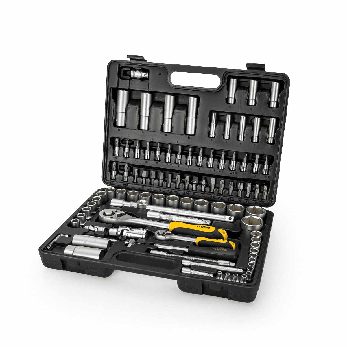 Coffret clés à cliquet 1/4 et 1/2'' 94 pièces