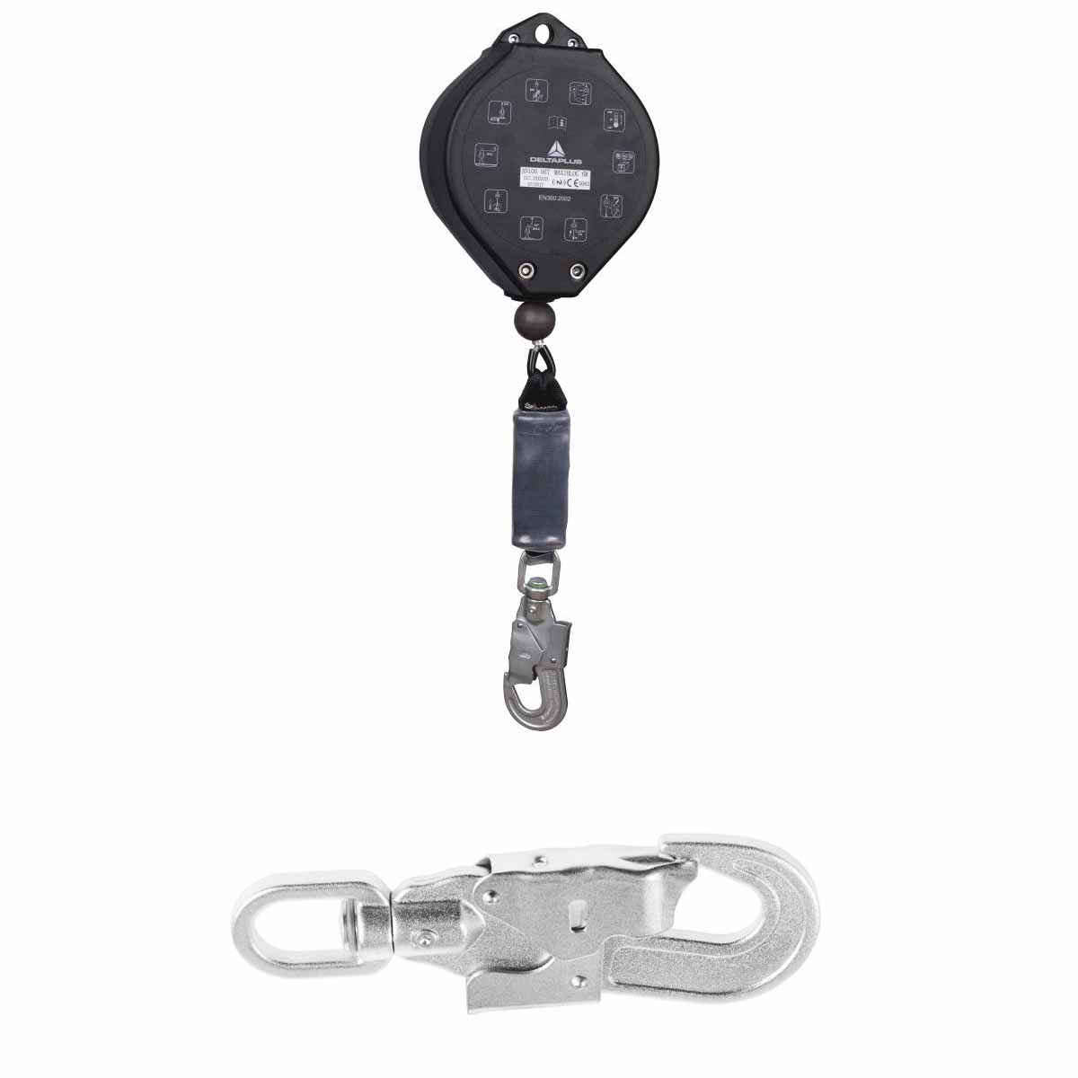 Antichute à rappel automatique + 1 connecteur + absorbeur énergie 10m