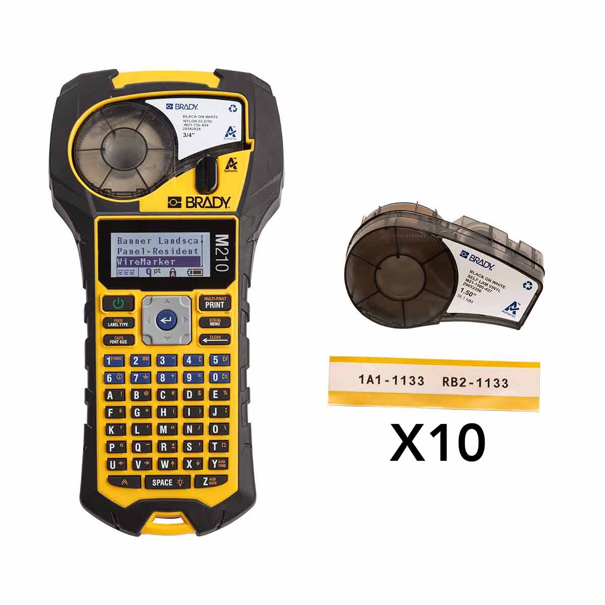 Pack Etiqueteuse BRADY M210 + 10 x B-427 38,10mm N/B-T