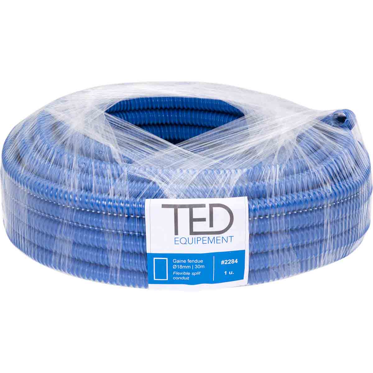 Gaine fendue TED Ø18mm bleue /Rl 30m