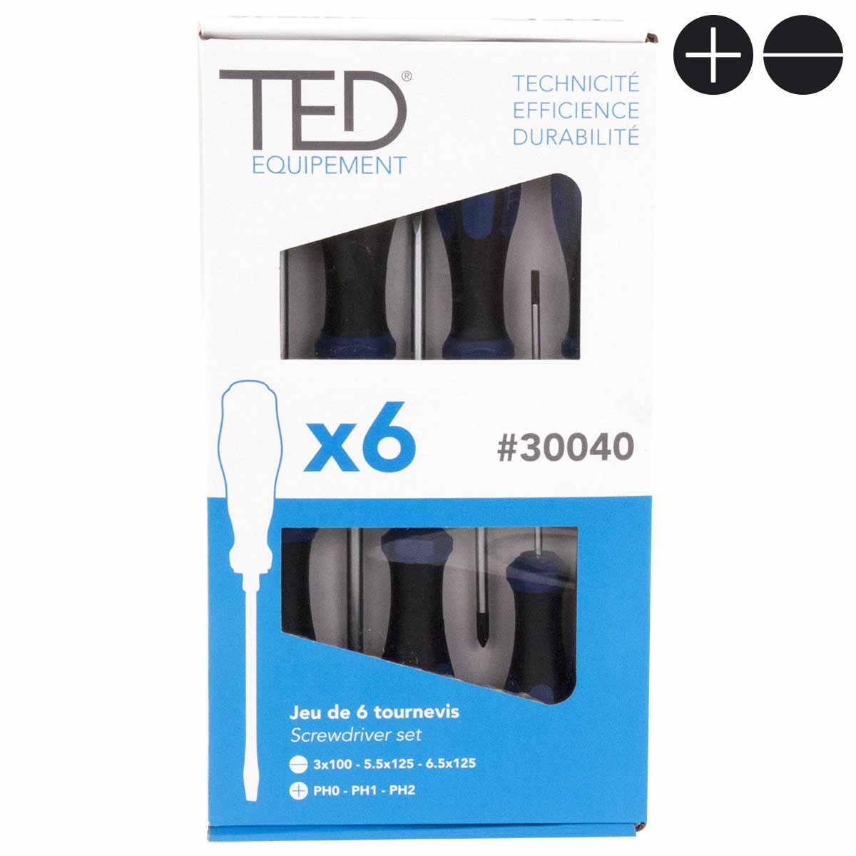 Jeu de 6 tournevis TED Fente / PH