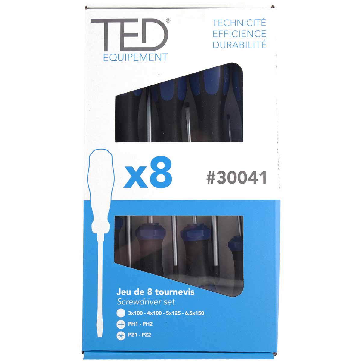 Jeu de 8 tournevis TED Fente / PH / PZ