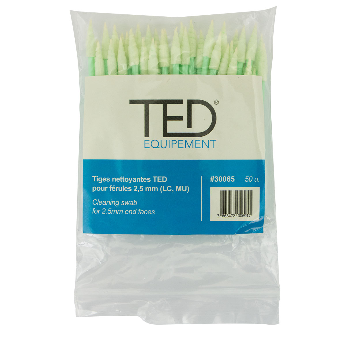 Tiges nettoyantes TED pour férules 1,25mm (LC, MU) /Qté 50