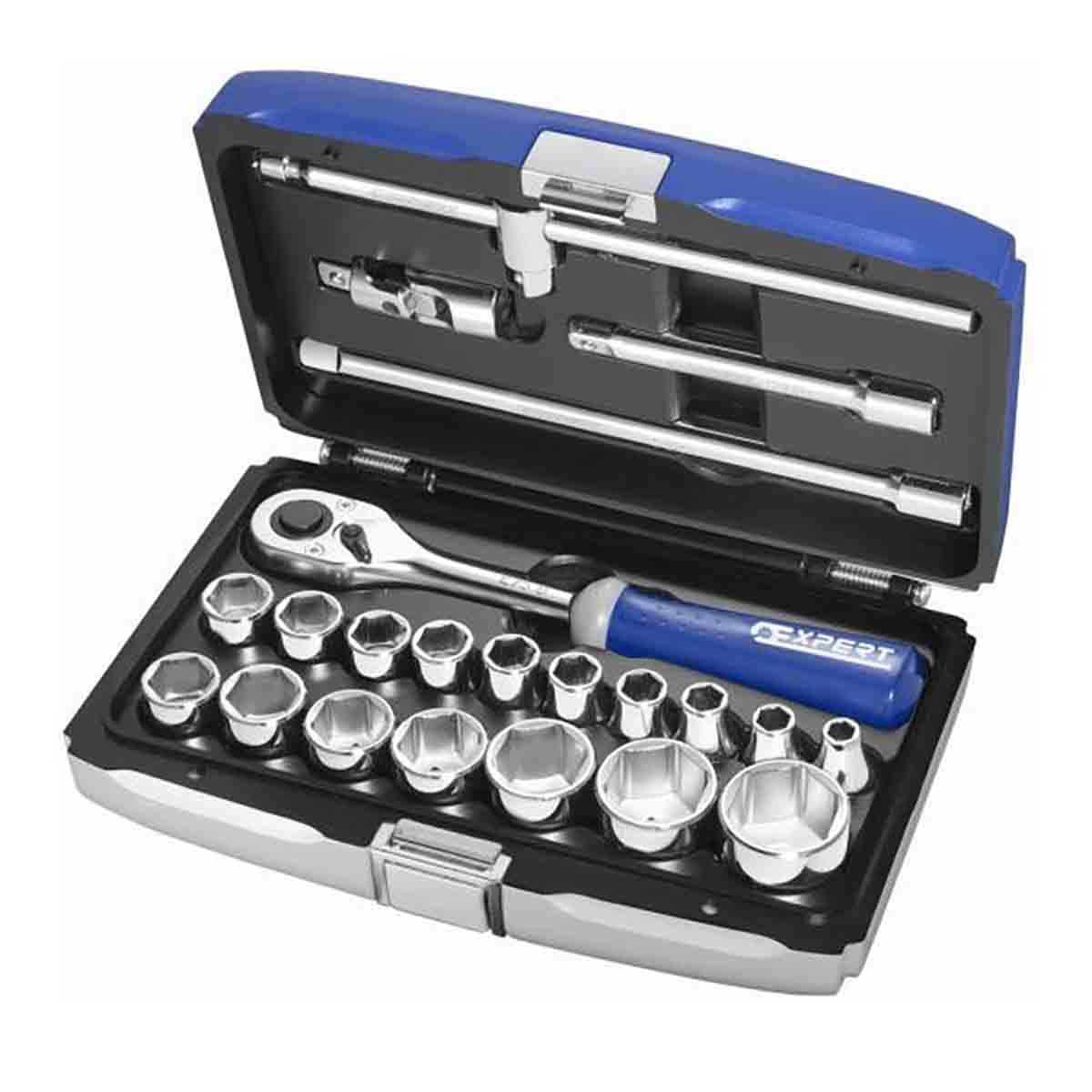 Coffret clés à cliquet 1/2'' 6 pans 22 pièces