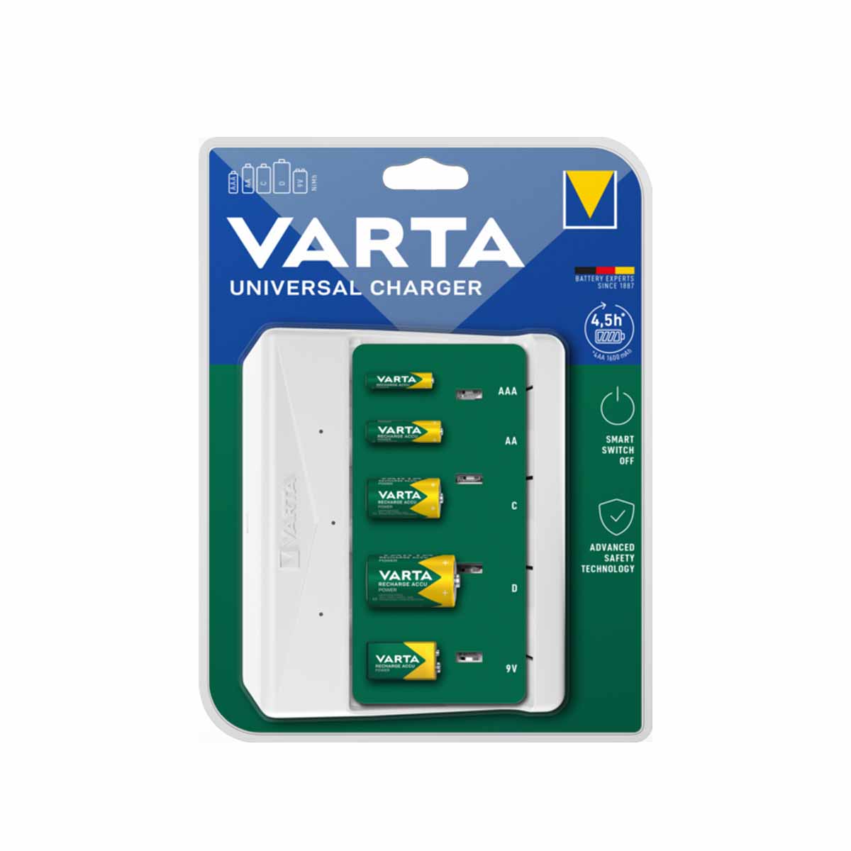 Chargeur universel 4 accus LR3/AAA, LR6/AA, LR14, LR20 - 9V